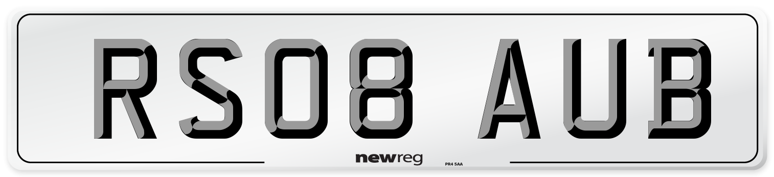 RS08 AUB Number Plate from New Reg